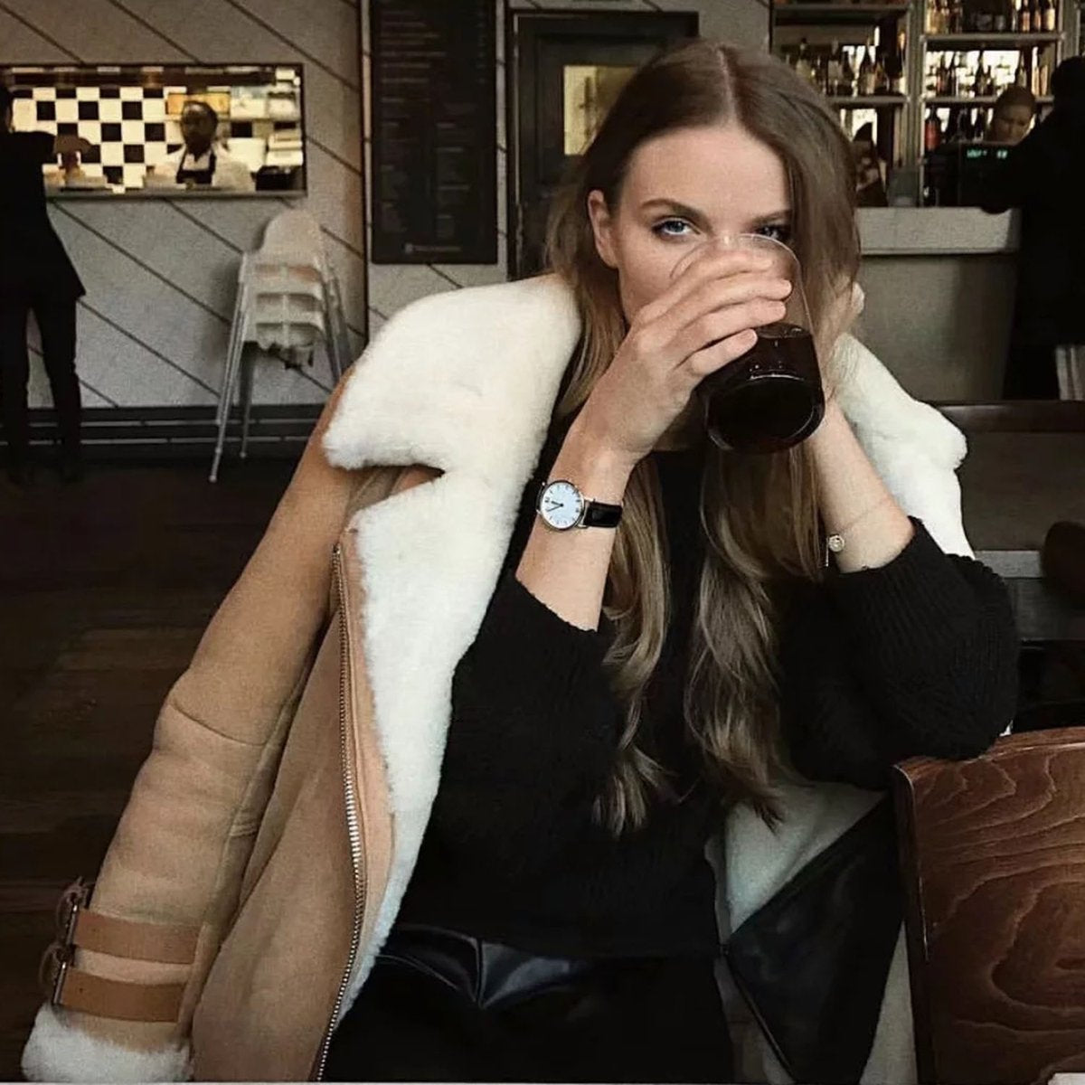 Winter Faux Fur Moto Bike Jacket Coat Outerwear