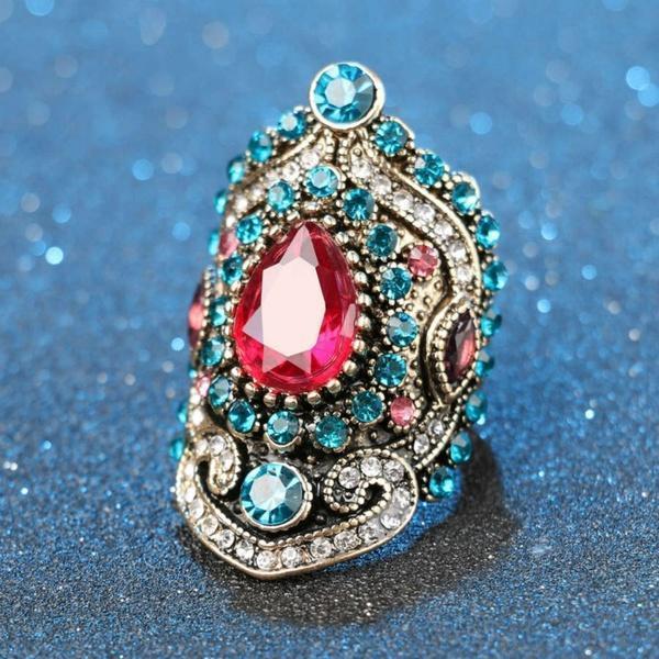 Retro Bohemia Crystal Ruby Gemstone Ring