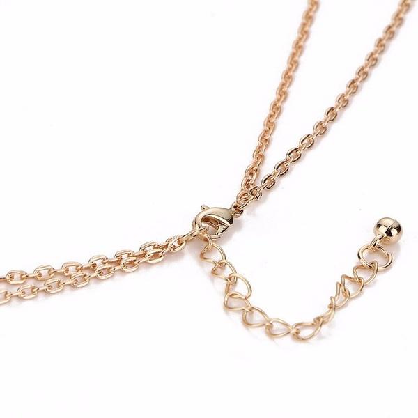 Fashion Crystal Pendant Goldplated Alloy Chain Double Layer Necklace