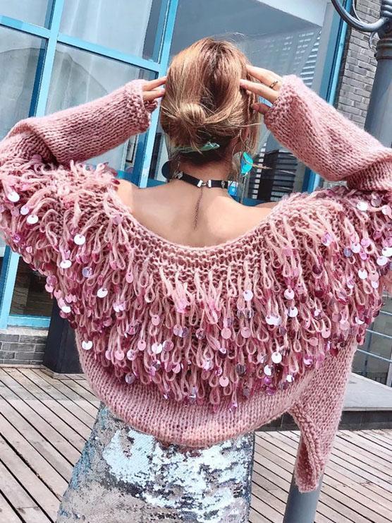 Autumn Winter Tassel Long Sleeve Knit Cardigan Tops