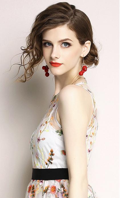 Sleeveless Embroidered Beach Dress