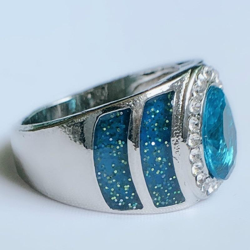 Engagement Blue Rhinestone Silver Jewelry Party Wedding Rings