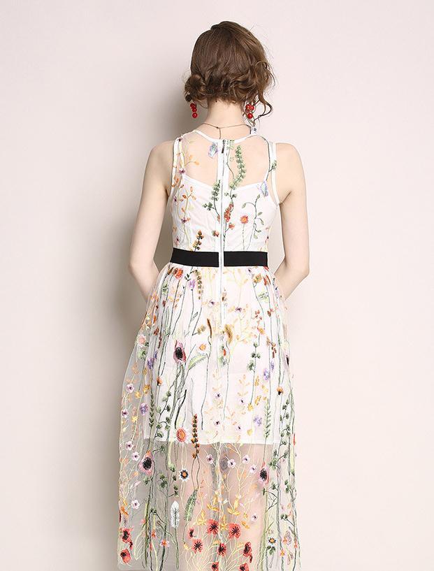 Sleeveless Embroidered Beach Dress