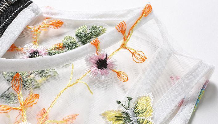 Sleeveless Embroidered Beach Dress