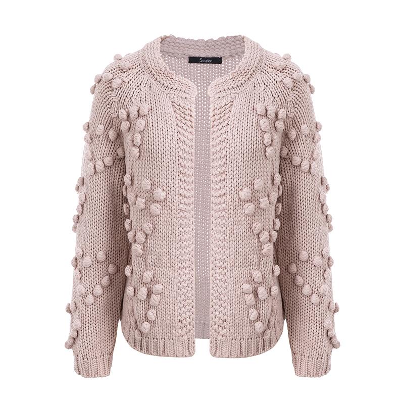 Winter Hairball Knitted Cardigan O Neck Long Sleeve Jumper Sweaters