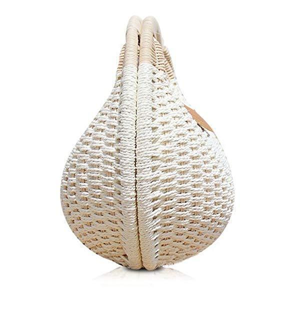 Natural Straw Woven Shell Clutch Beach Handbag