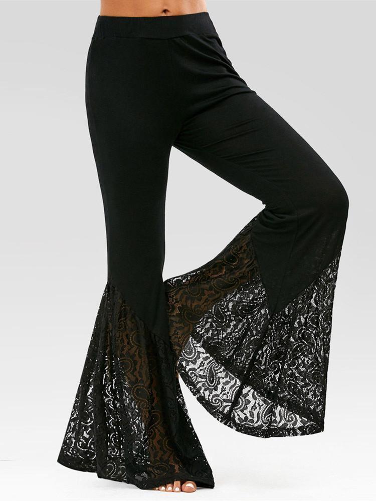 Women's Knitting Lace Flare Pants