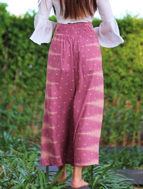 Ethnic style elegant split wide leg pants women loose fitness yoga pants-1