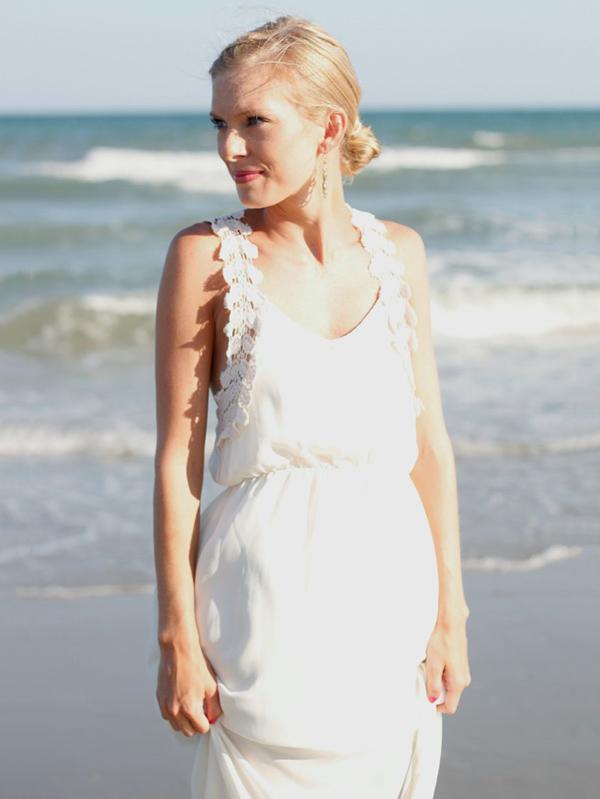 Flower Lace Strap White Maxi Dress