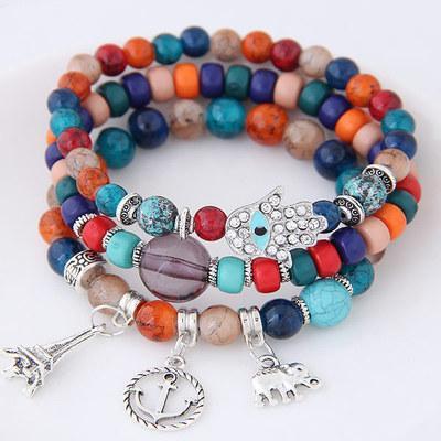 Bohemian Ethnic Style Multi-Layer Elastic Beaded Winding Bracelet