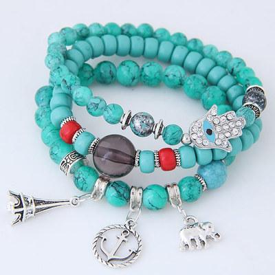 Bohemian Ethnic Style Multi-Layer Elastic Beaded Winding Bracelet