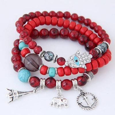 Bohemian Ethnic Style Multi-Layer Elastic Beaded Winding Bracelet