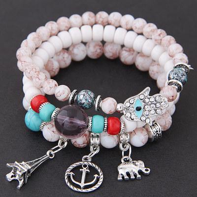 Bohemian Ethnic Style Multi-Layer Elastic Beaded Winding Bracelet