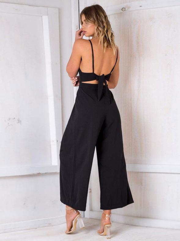 2018 Sexy Spaghetti Strap Solid Color Wide Leg Pants Jumpsuit Rompers