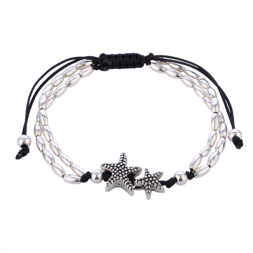 Retro style starfish runes Om yoga pendant anklet