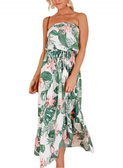 Print Off Shoulder Beach Maxi Dress