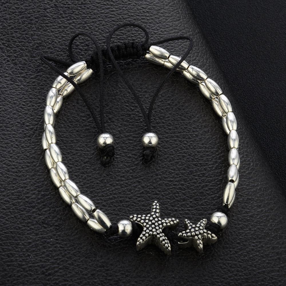 Retro style starfish runes Om yoga pendant anklet