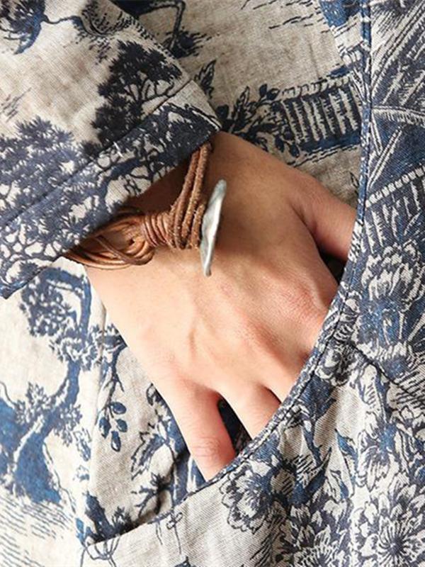 Print Loose Casual Pocket Linen Cotton Dress