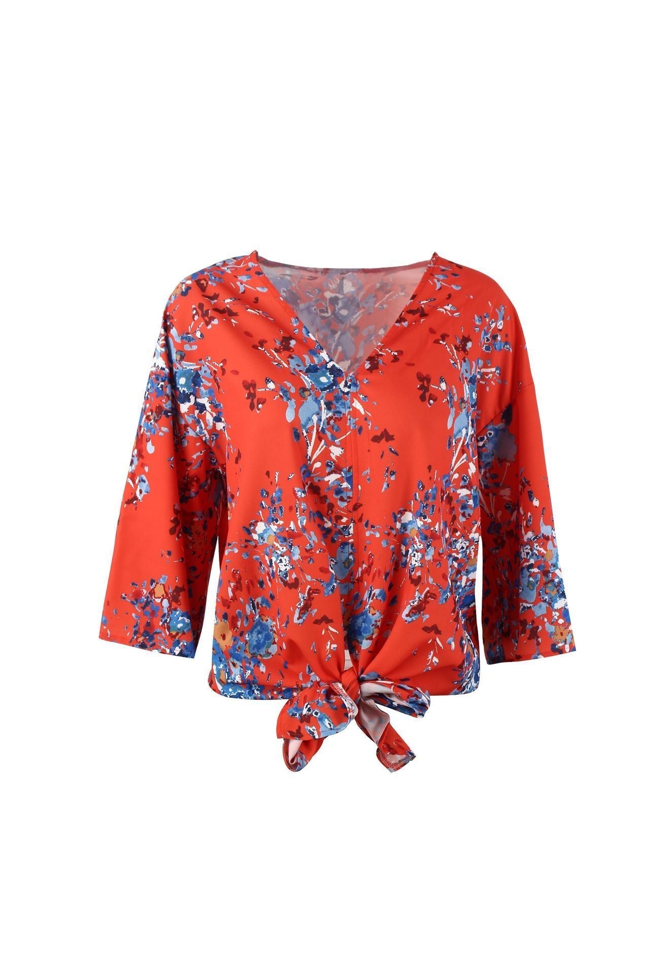 Digital Printed Floral Large Size Strap Fashion Chiffon Top