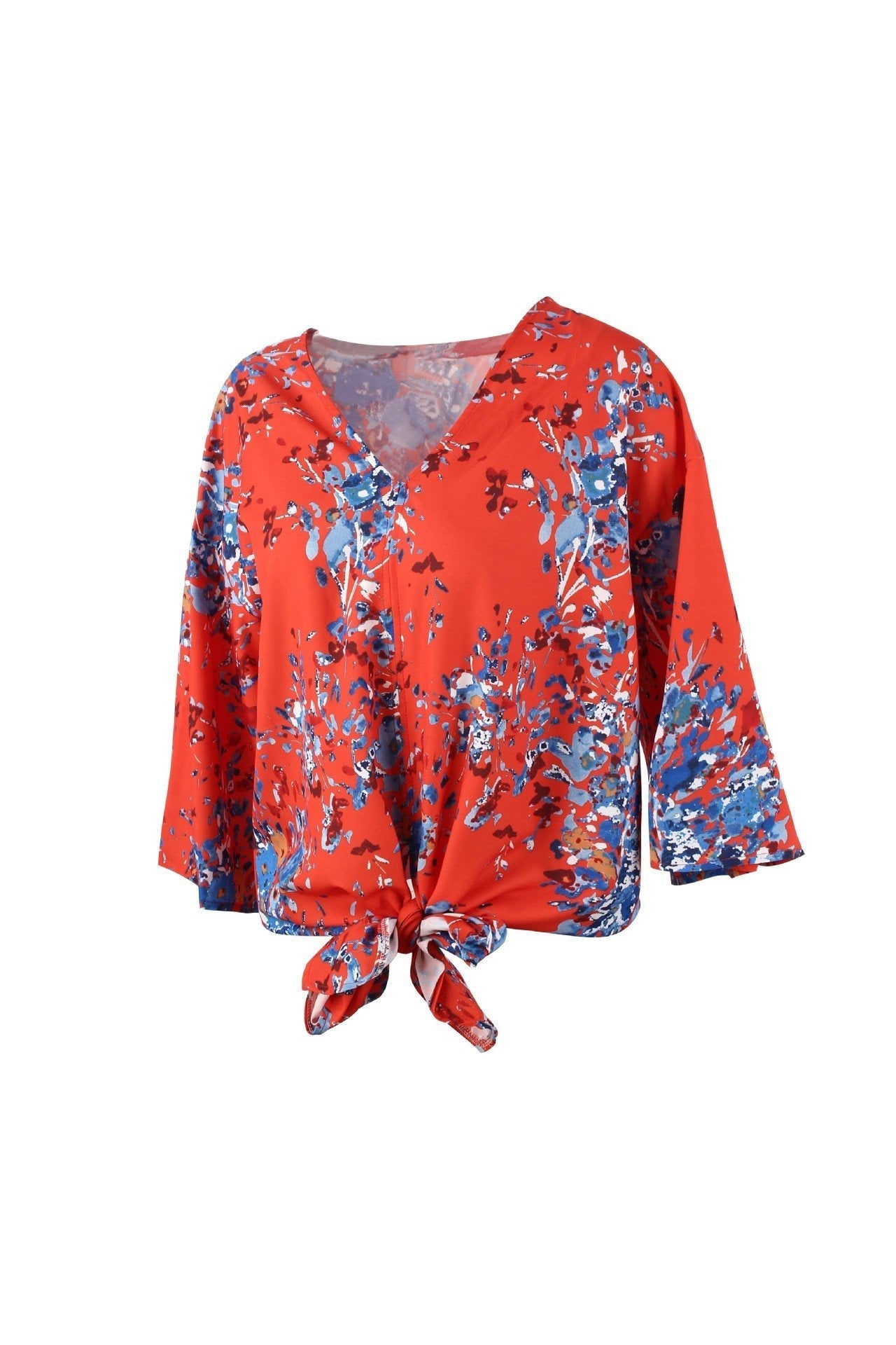 Digital Printed Floral Large Size Strap Fashion Chiffon Top