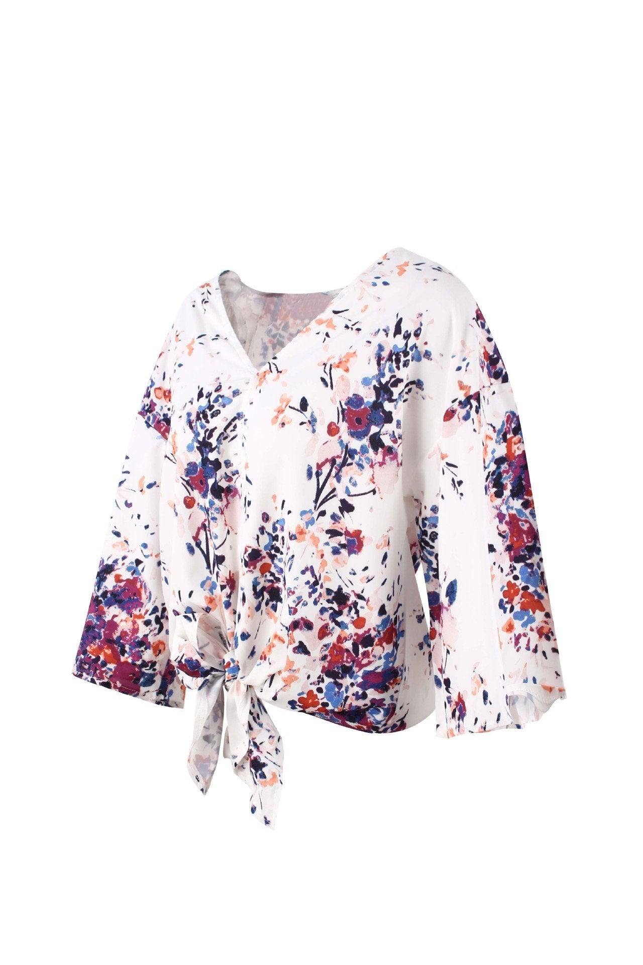 Digital Printed Floral Large Size Strap Fashion Chiffon Top