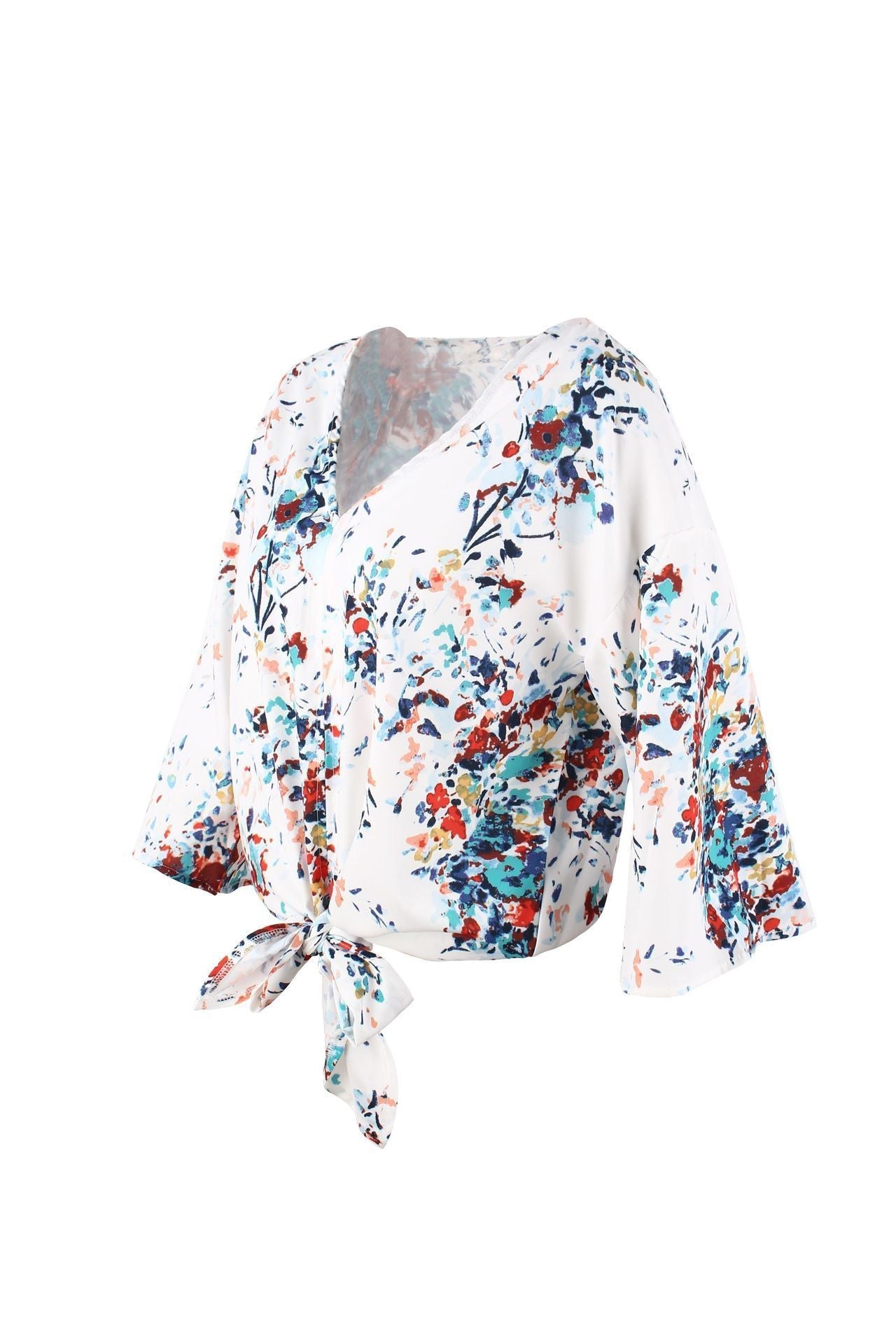 Digital Printed Floral Large Size Strap Fashion Chiffon Top