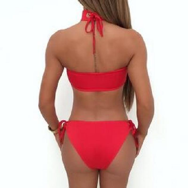 Sexy Swimwear Beach Solid Color Bikini Two Pieces Set