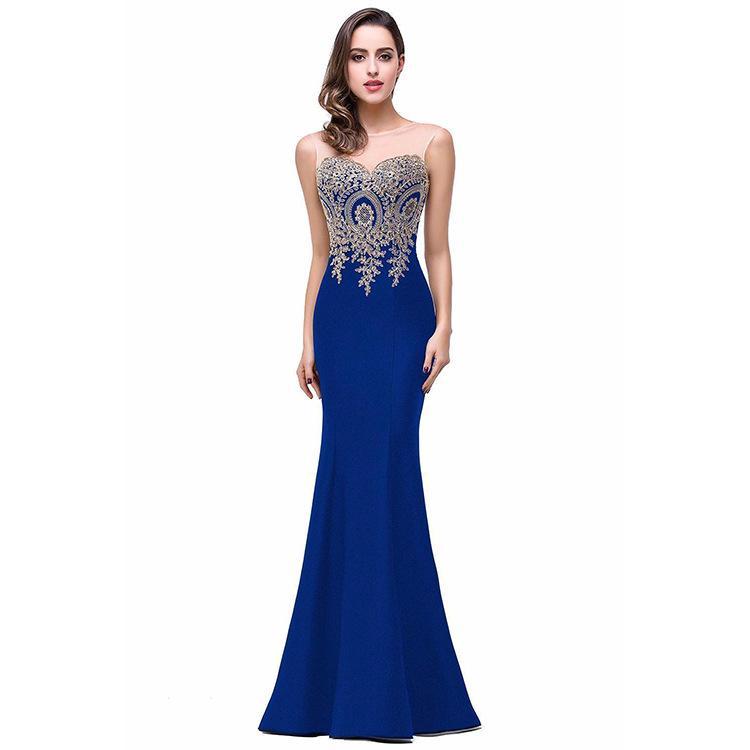 Sleeveless Mermaid Bodycon Evening Gown Maxi Dress