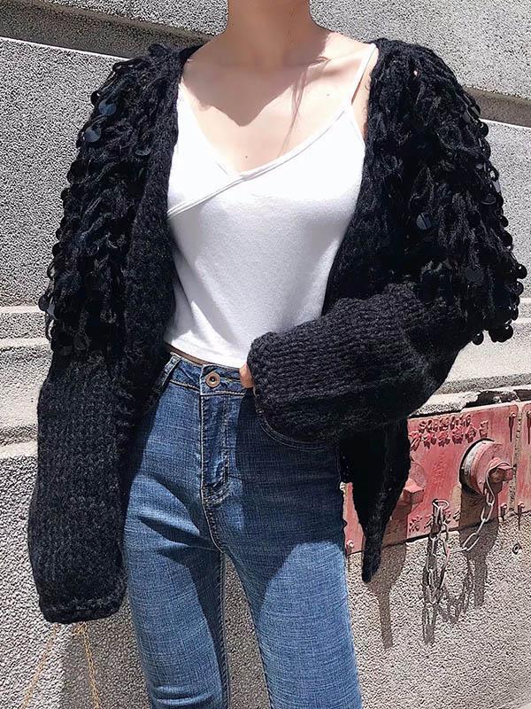 Autumn Winter Tassel Long Sleeve Knit Cardigan Tops