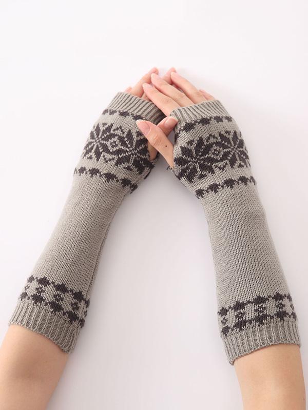 Bohemia Oversleeves Knitted Arm Warm Winter Fingerless Sleevelet Mittens