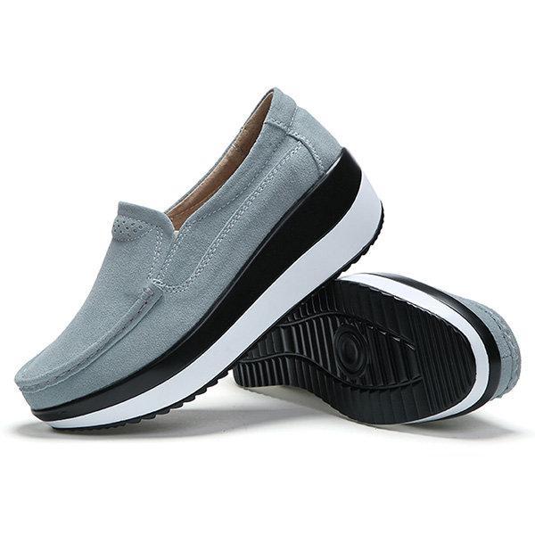 Large Size Rocker Sole Suede Slip On Casual Shoes