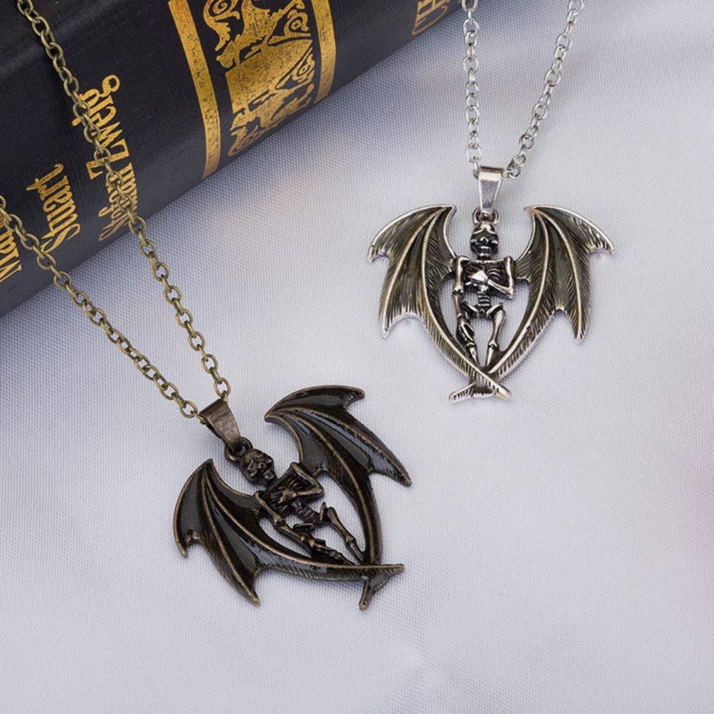 Halloween Skull Wings Glow in the Dark Pendant Necklace