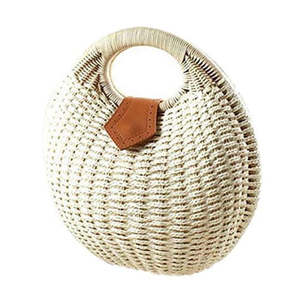 Natural Straw Woven Shell Clutch Beach Handbag