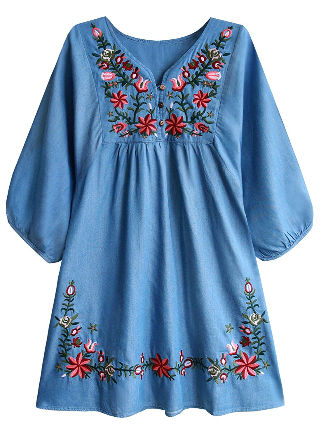 Bohemian Embroidery Floral Mini Dress