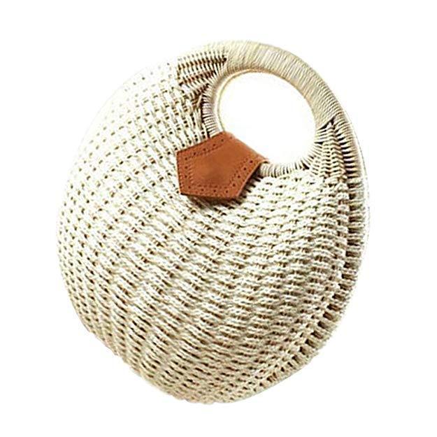 Natural Straw Woven Shell Clutch Beach Handbag