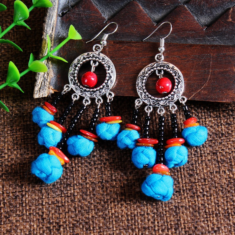 Ethnic Style Cloth Jewelry Cloth Earrings Multicolor