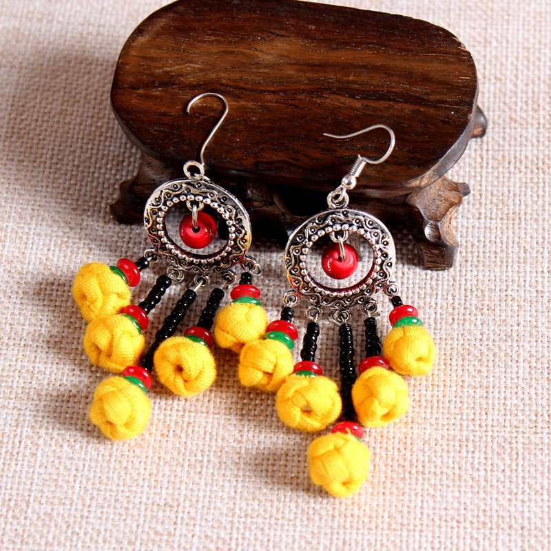 Ethnic Style Cloth Jewelry Cloth Earrings Multicolor