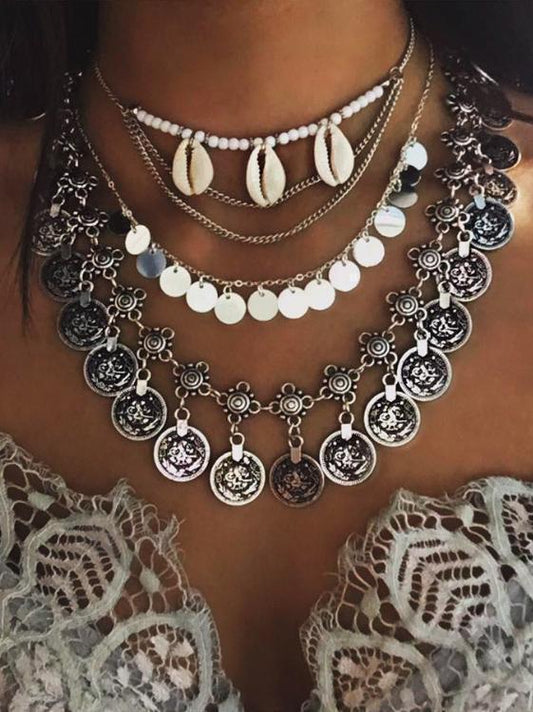 Multi Layer Bohemia Coin Tassels Necklaces Accessories