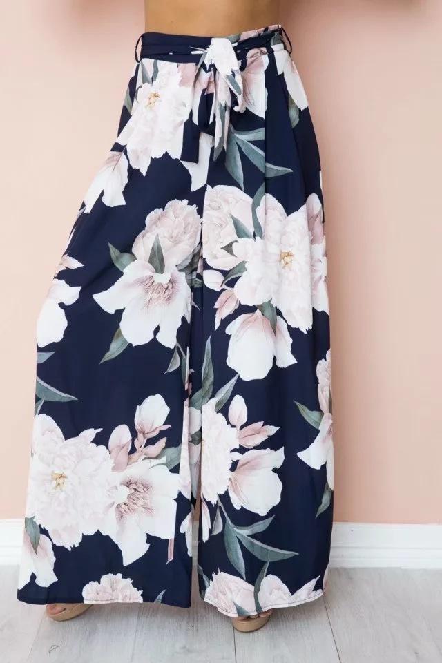 Floral Print High Waist Loose Wide Leg Pants