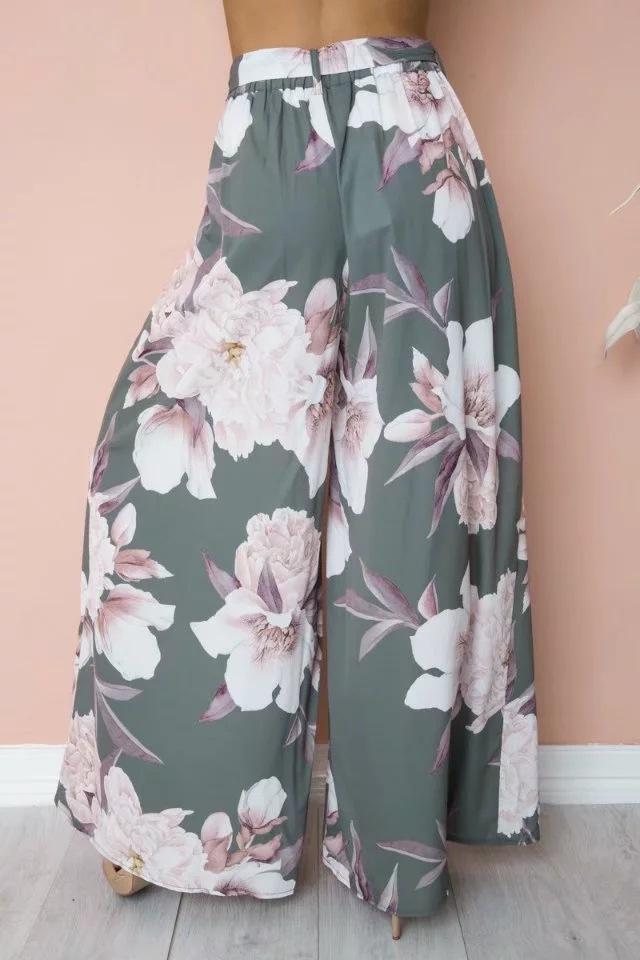 Floral Print High Waist Loose Wide Leg Pants