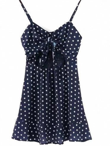 Polka Dot Spaghetti Strap Backless Mini Dress