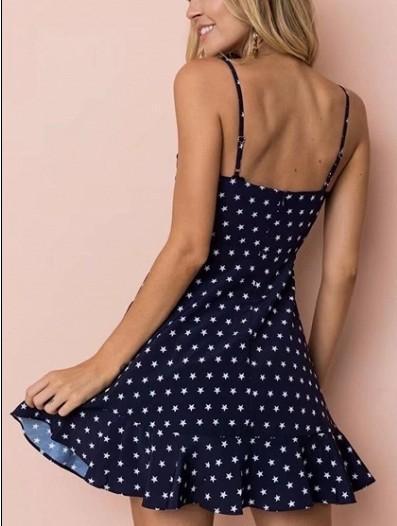 Polka Dot Spaghetti Strap Backless Mini Dress