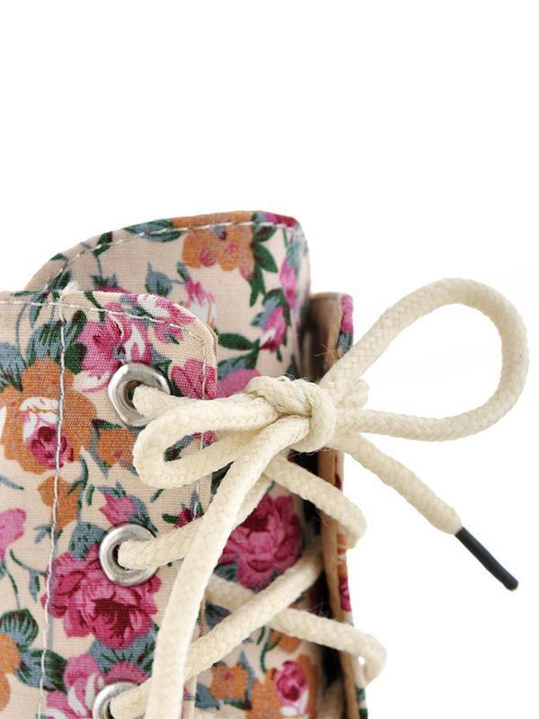 Women Floral Martin Low-heel Boots Shoes