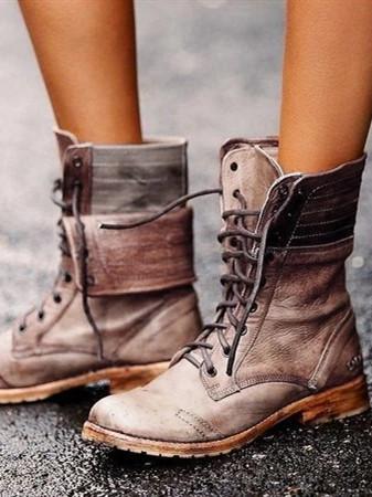 Winter Fashion Round Head Low Heel Cross Strap Women's Martin Boots