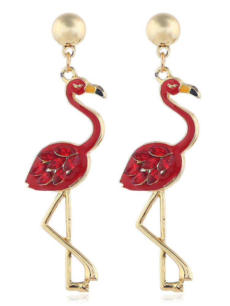 Hot new long tassel flamingo ladies Christmas earrings