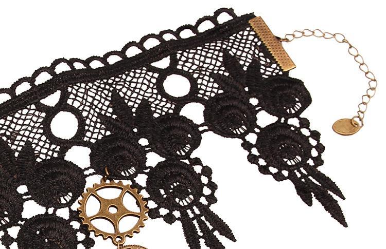 Steam Punk Retro Steam Engine Gear Series Lace Female Necklace Exaggerated Jewelry