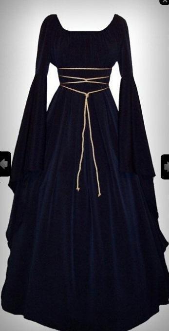 Halloween Solid Color Round Neck Long Sleeve Maxi Dress