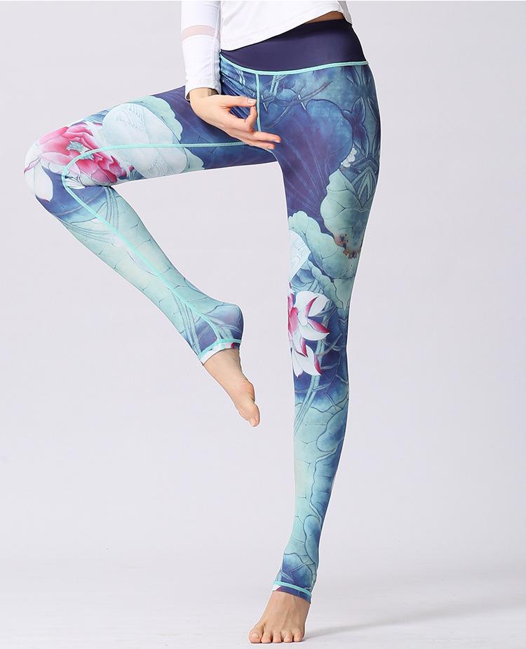 Stylish Yoga Clothes Printed Yoga Pants Women's Tight High Waist Hip Lifting and Foot Stepping Pants Sports Fitness Pants