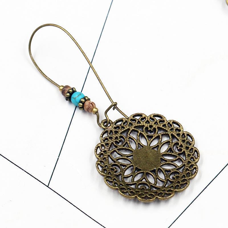 Bohemian Retro Long Hollow Flower Earrings