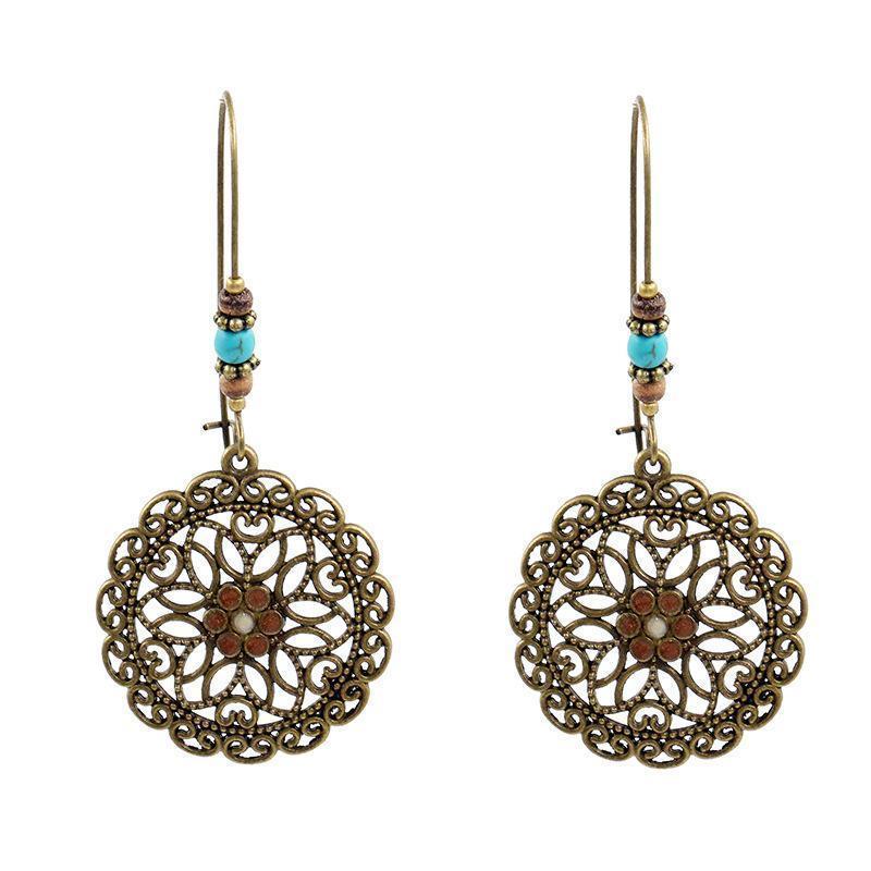 Bohemian Retro Long Hollow Flower Earrings